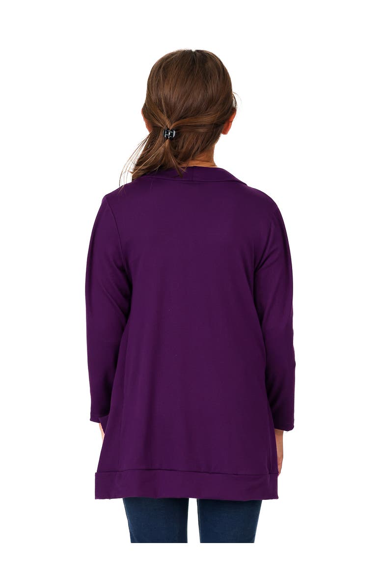 Open Front Long Sleeve Pocket Cardigan, Alternate, color, Purple
