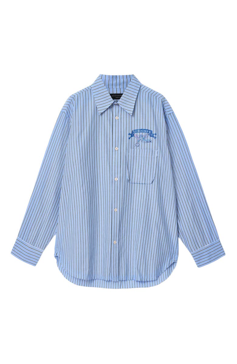AllSaints Norte Graphic Button-Up Shirt, Alternate, color, Lakehouse Blue