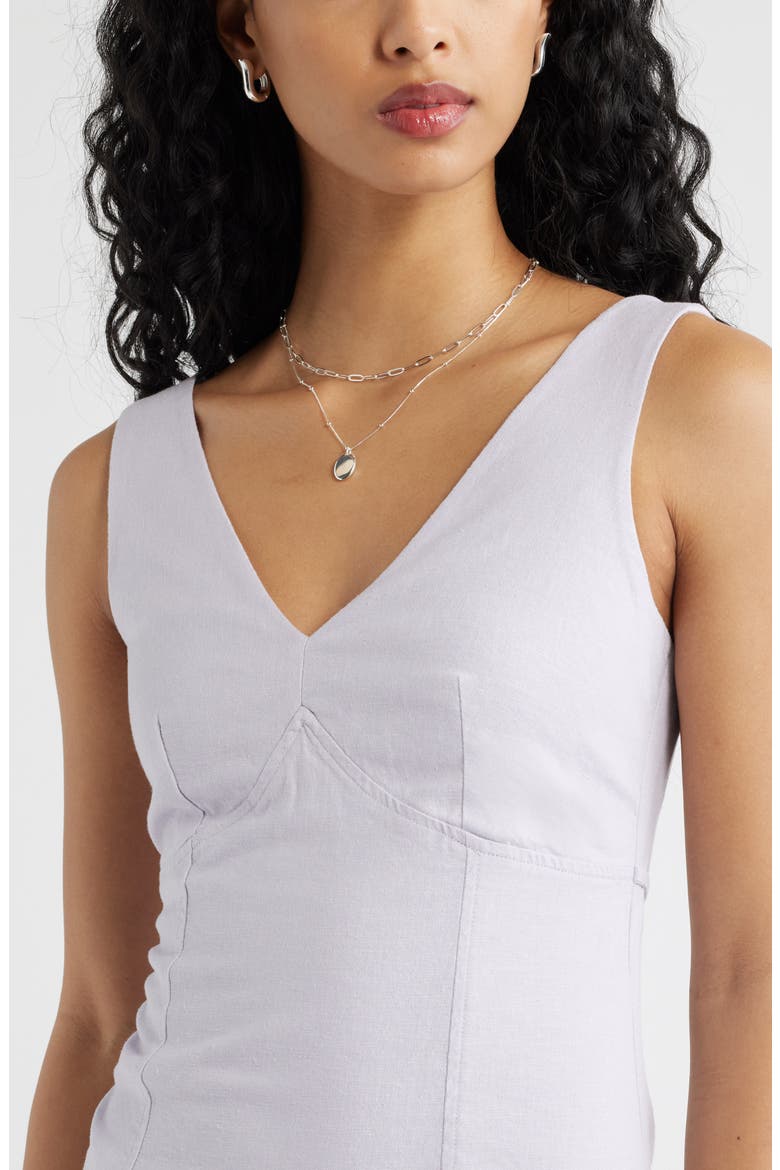 Tie Back Linen Blend Minidress, Alternate, color, PURPLE EVENING