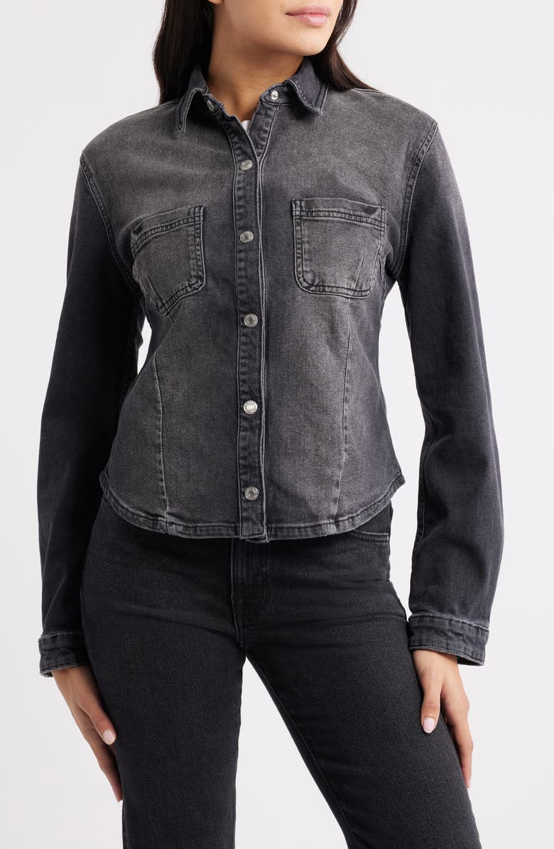 WARP+WEFT PMI Western Denim Fitted Waist Snap-Up Shirt, Alternate, color, In The Night