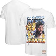Mitchell & Ness Men's Mitchell & Ness Magic Johnson White Los Angeles Lakers Commemorative Collage T-Shirt