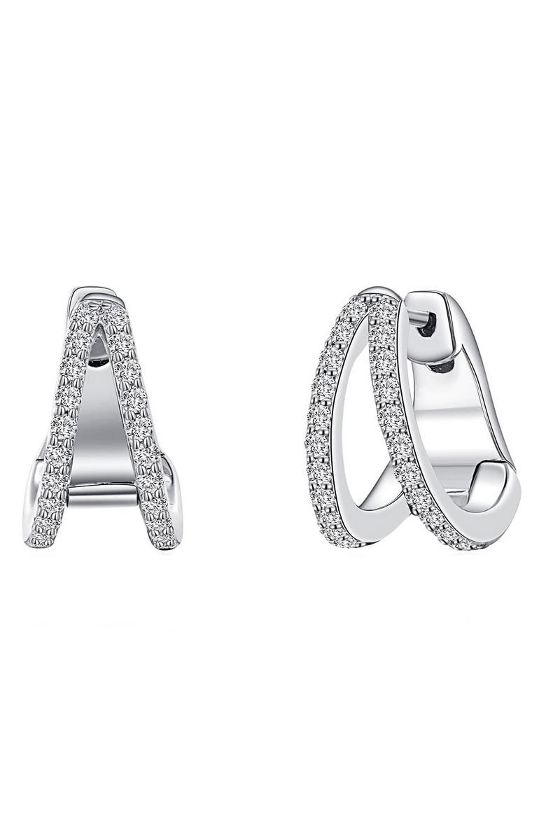 Lafonn Simulated Diamond Split Huggie Earrings, Main, color,