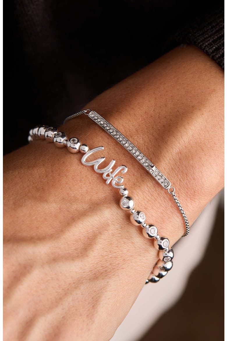 Wife Elongated Crystal Stretch Bracelet, Alternate, color, Silver