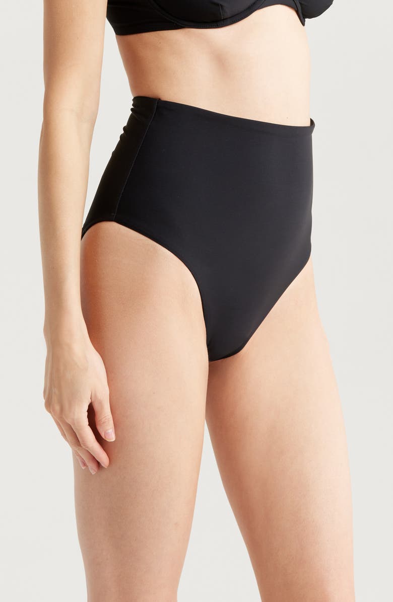BONDI BORN Faith High Waist Bikini Bottoms, Alternate, color, Black