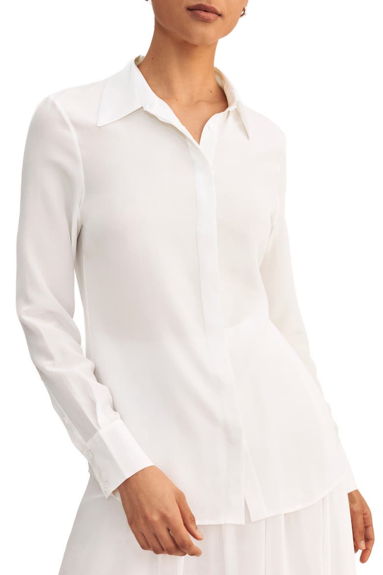 Women's Wrinkle Free Basic Silk Shirt, Main, color, Natural white