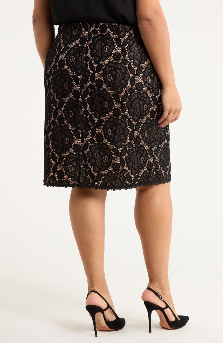 Tahari ASL Bonded Lace Miniskirt, Alternate, color, Black Nude