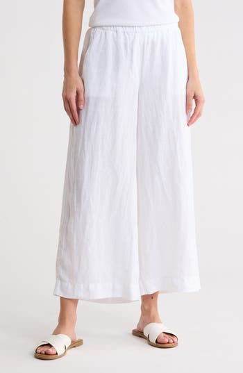 Frank & Eileen Pull-On Wide Leg Cotton Pants in White at Nordstrom Rack, Size X-Large
