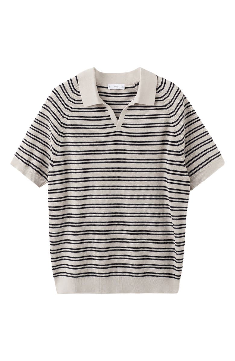MANGO Stripe Knit Polo, Alternate, color, Beige
