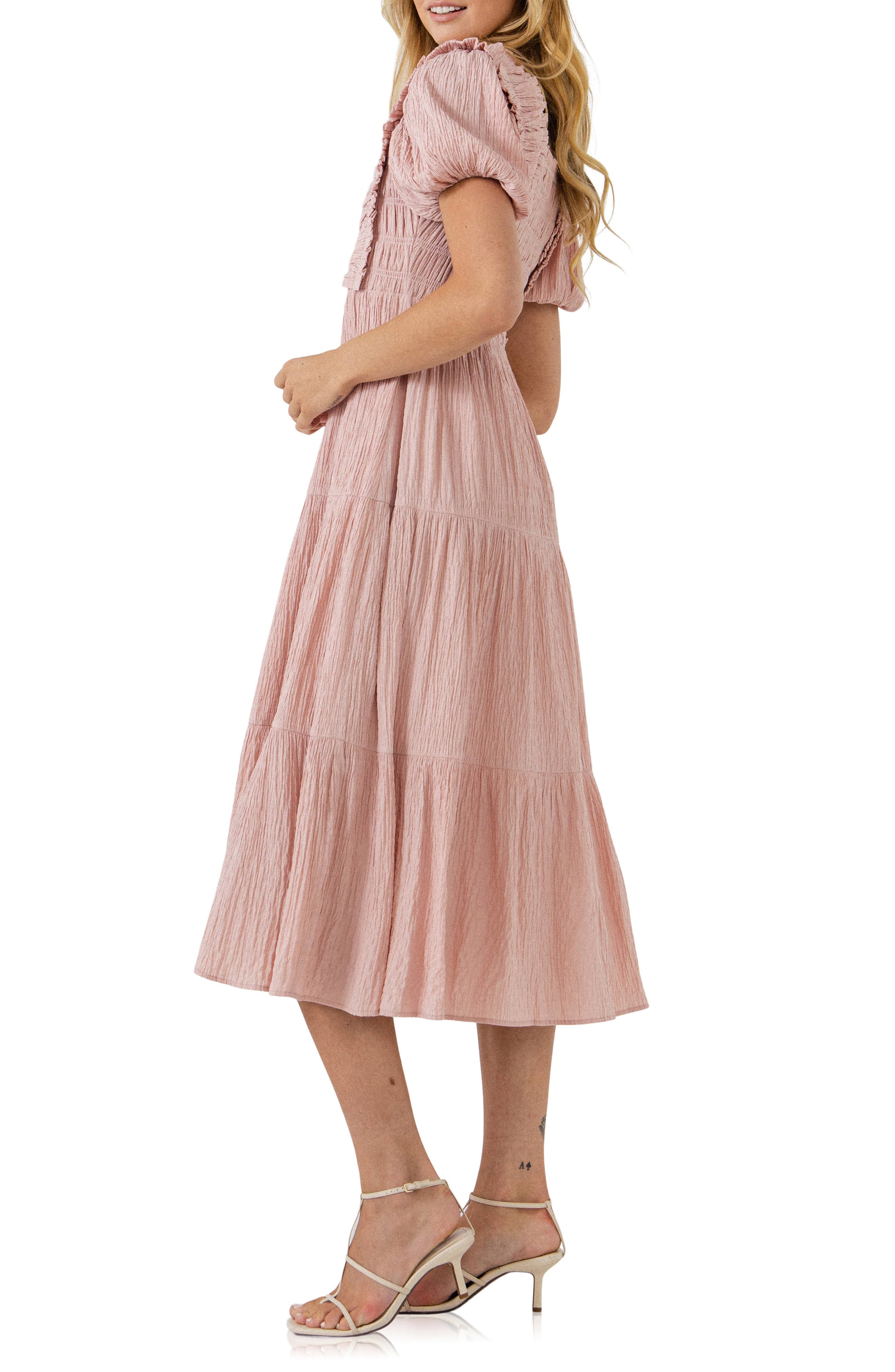 English Factory Smock Bodice Puff Sleeve Dress (Women) | Nordstromrack