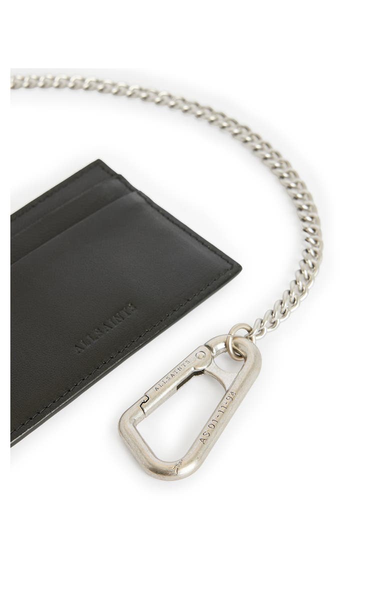 AllSaints Makoto Chain Leather Card Holder, Alternate, color,