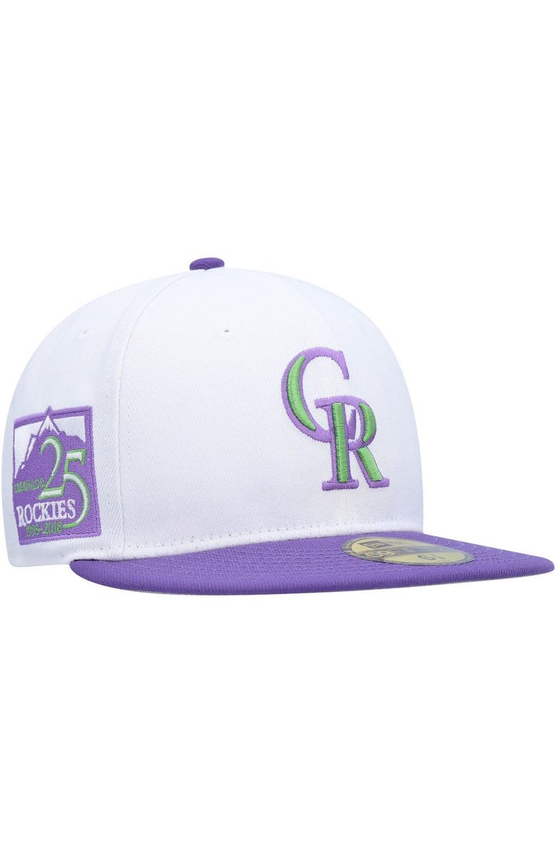 New Era Men's New Era White Colorado Rockies 25th Anniversary Side Patch 59FIFTY Fitted Hat, Main, color, 