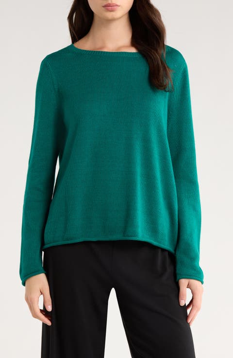 Bateau Neck Cotton Blend Sweater (Regular & Petite)