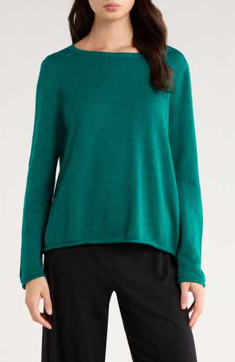 Bateau Neck Cotton Blend Sweater