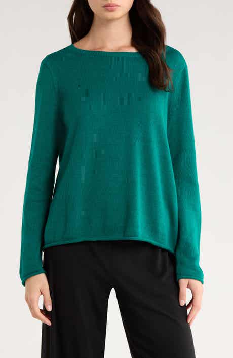 Bateau Neck Cotton Blend Sweater