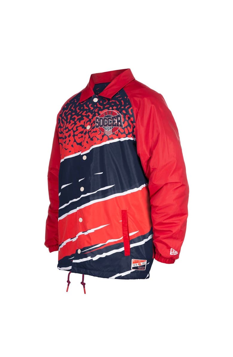 5TH AND OCEAN BY NEW ERA Men's 5th & Ocean by New Era Navy USMNT Throwback Coaches Raglan Full-Snap Jacket, Alternate, color, Navy