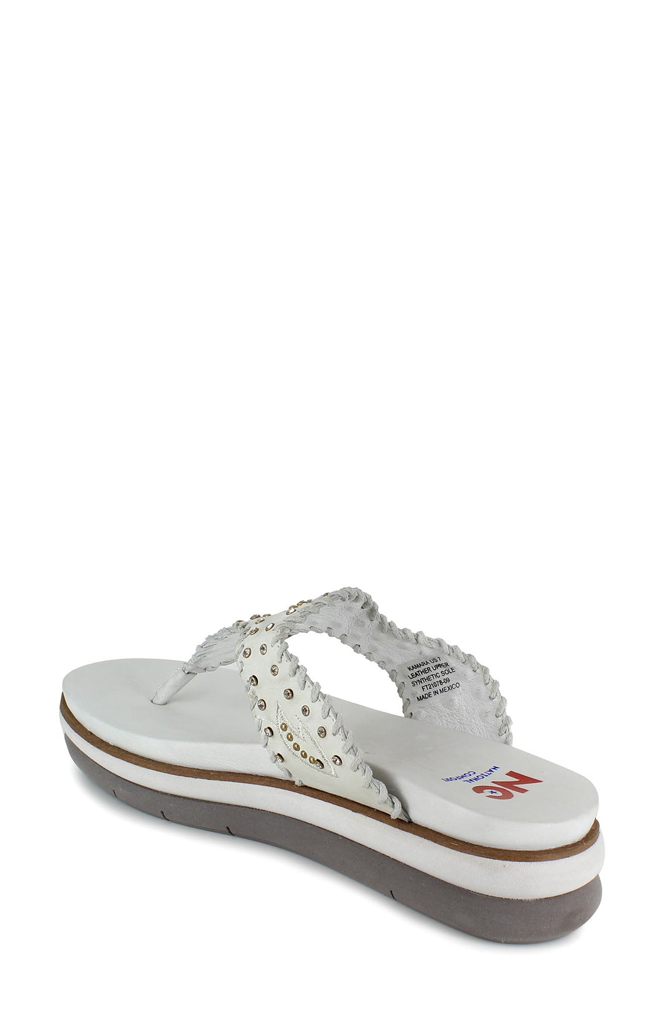 Kamara Crystal Embellished Platform Flip Flop, Alternate, color, ICE WHITE SUEDE