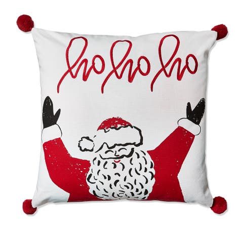 Ho Ho Ho Santa Throw Pillow Multicolor Cotton Christmas Decor