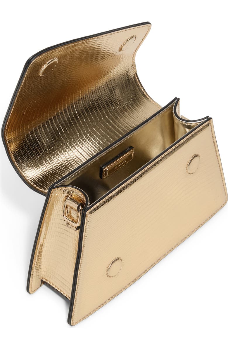 ALDO Aellaax Snakeskin Embossed Faux Leather Top Handle Bag, Alternate, color, Gold