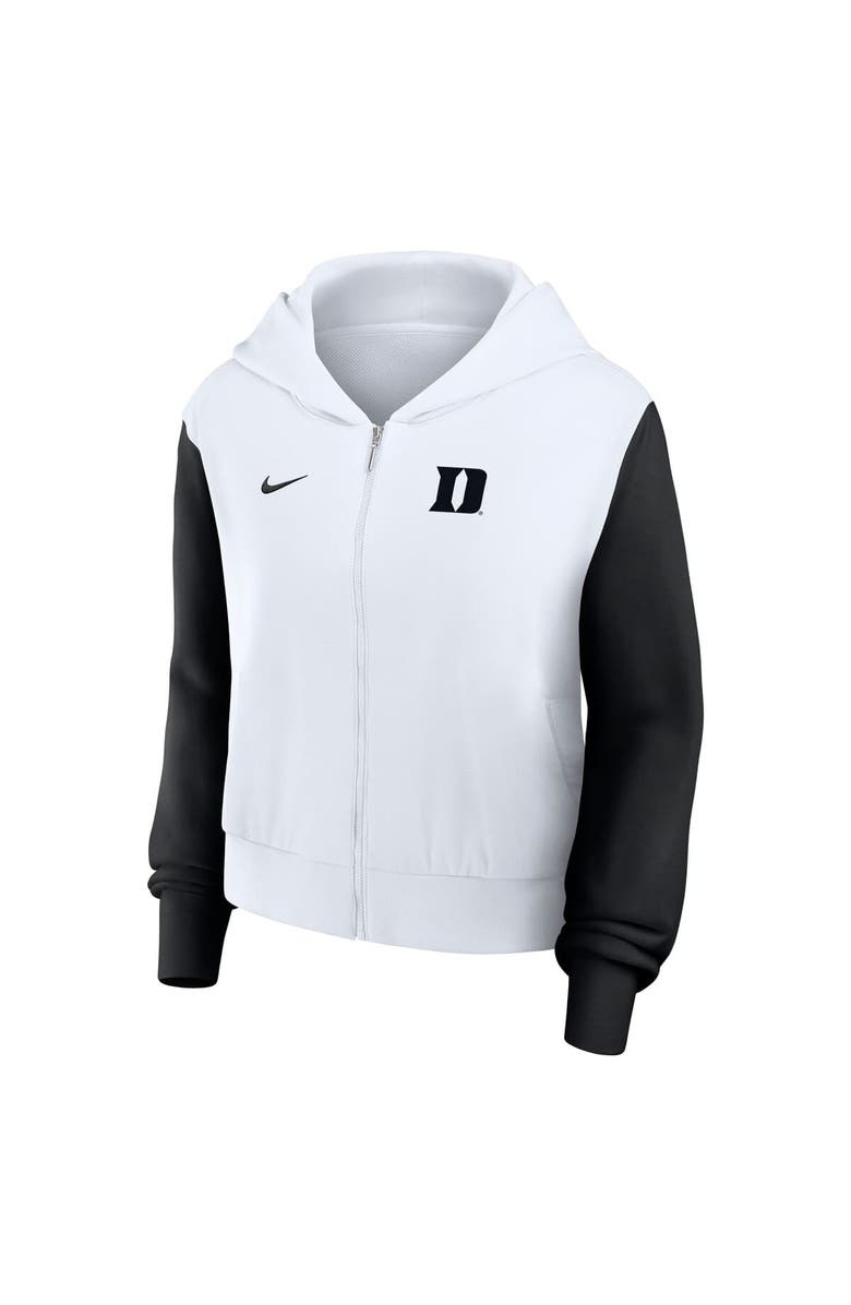 Nike Women's Nike White Duke Blue Devils Cropped Beyond Capability Color-Block Script Full-Zip Hoodie, Alternate, color, White