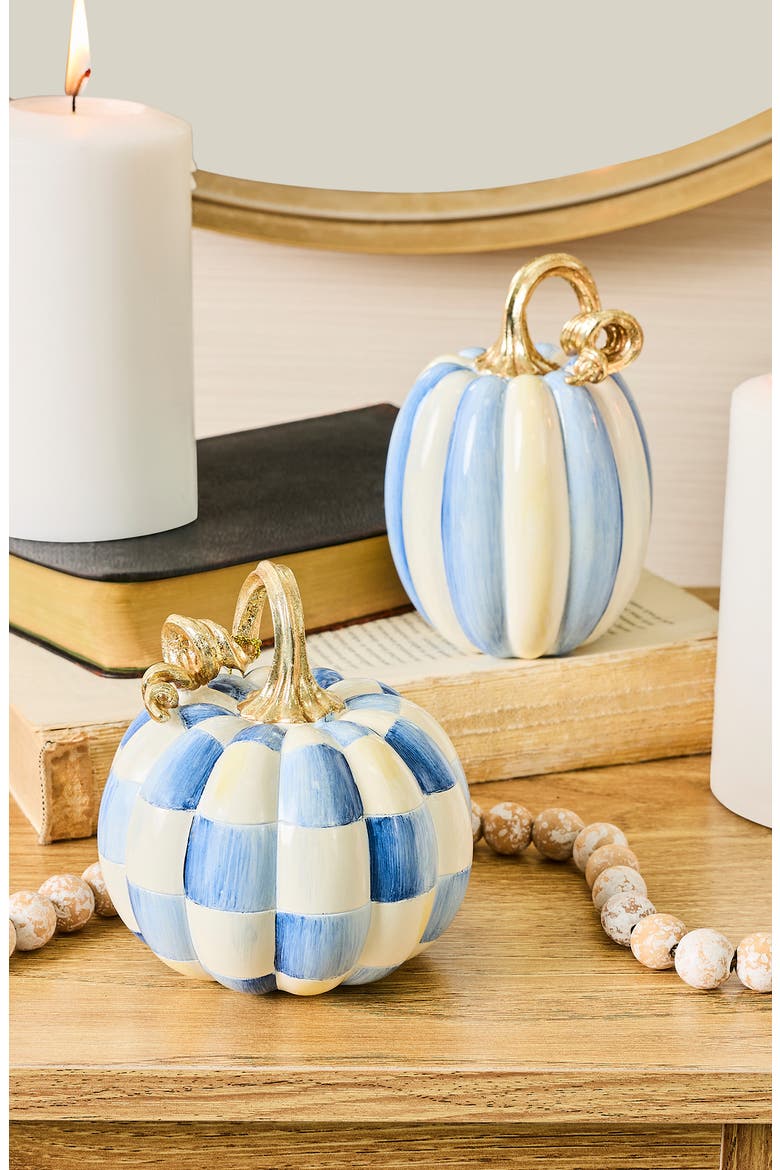 Royal Check & Stripe Petite Set of 2 Pumpkins, Alternate, color, BLUE