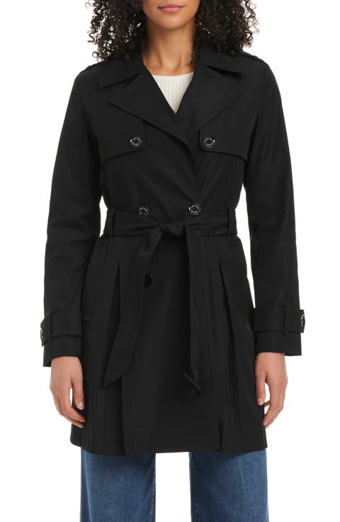 belted double breasted pleated trench coat