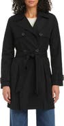 Kate Spade New York belted double breasted pleated trench coat