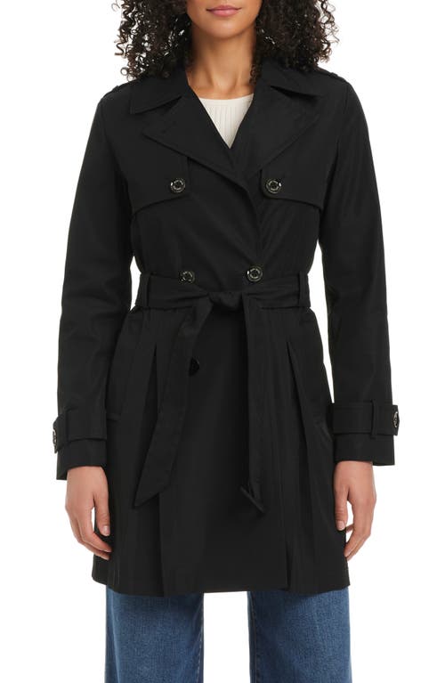 Kate Spade New York belted double breasted pleated trench coat in Black at Nordstrom, Size Large