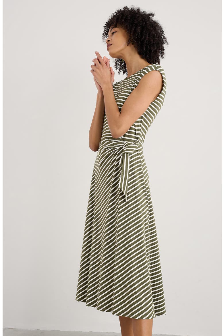 Fettling Stripe Tie Waist Jersey Midi Dress, Alternate, color, APPLE SLICE LIGHT OLIVE