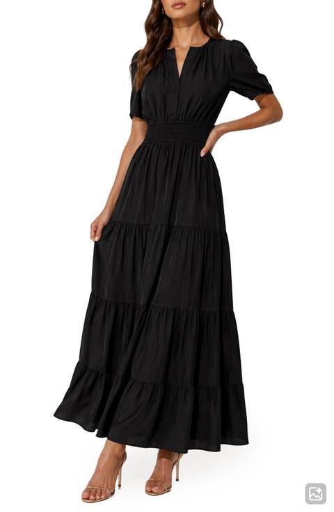 long black dress casual amropi Womens Pleated Sleeve Loose Maxi Dresses with Tie Waist Black,S : Clothing, Shoes & Jewelry Black maxi dress summer Maxi Dress Dark Blue A-Line