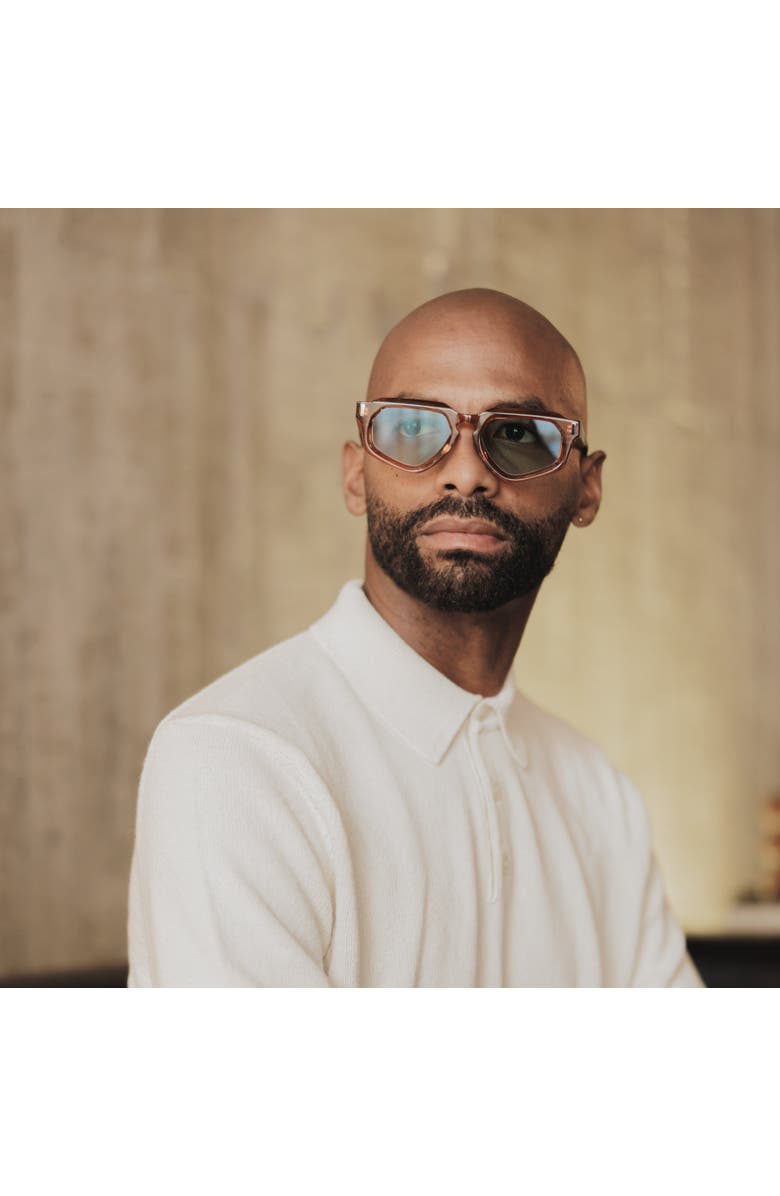 Taxxon Eyewear Avitio Sunglasses with Amber Frame & Aqua Lens, Alternate, color, Aqua