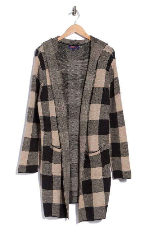 Buffalo Plaid Hooded Cardigan