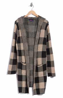 Buffalo Plaid Hooded Cardigan