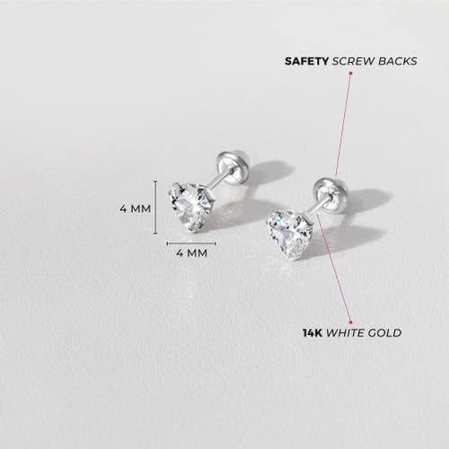 In Season Jewelry 14k Tiny Cubic Zirconia Heart Earrings In April
