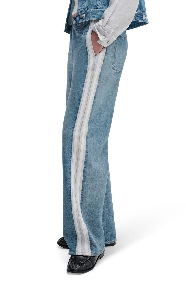 rag & bone rb Miramar Side Stripe Wide Leg Cotton Terry Sweatpant Jeans, Alternate, color, Sport