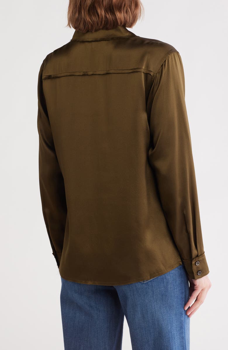 FRAME Raw Edge Double Pocket Silk Shirt, Alternate, color,