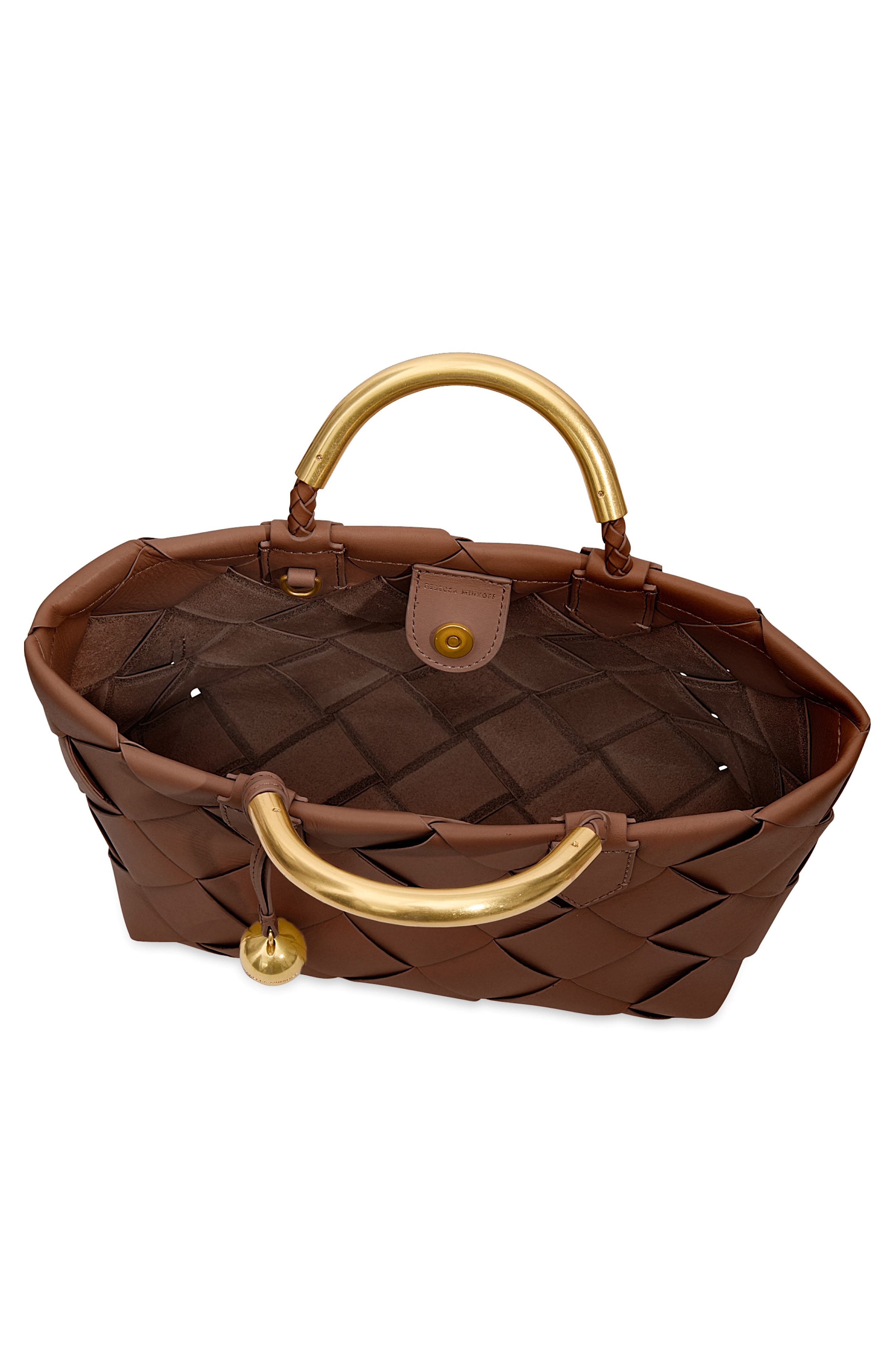 Mini Frankie Woven Leather Tote, Alternate, color, TAWNY