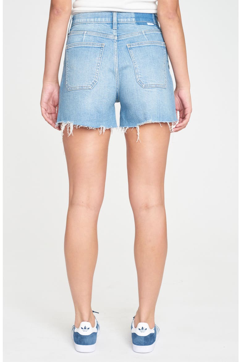 The Knockout High Waist Cargo Denim Cutoff Shorts, Alternate, color, CLARITY