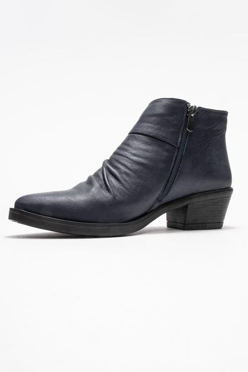 Forever & Always Shoes Rule Leather Chunky Boot In Blue
