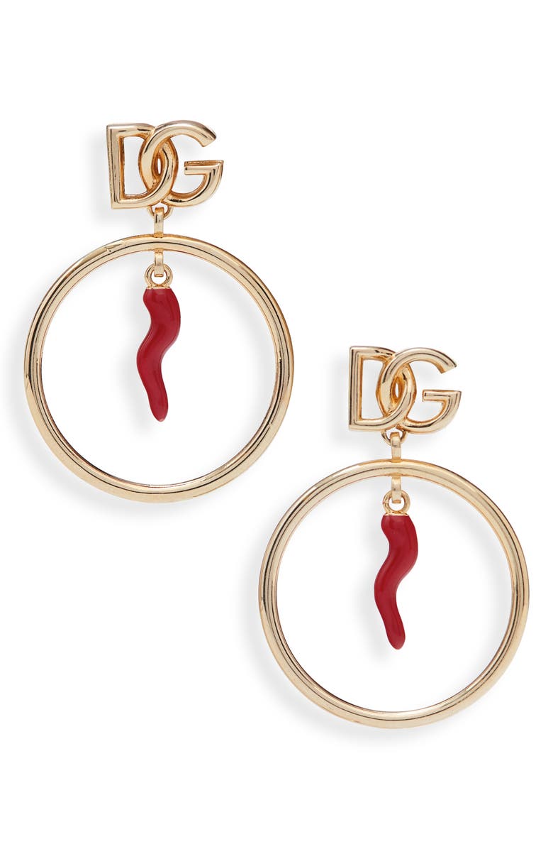 Dolce&Gabbana DG Cornetto Drop Earrings, Main, color, Oro