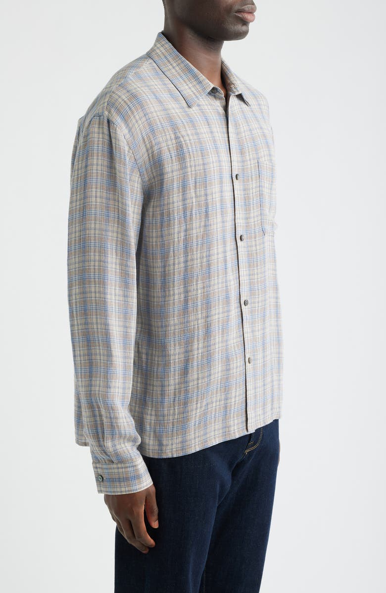 FRAME Plaid Button-Up Shirt, Alternate, color, Cream/ Blue Plaid