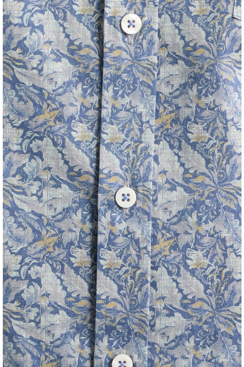 Logan Print Button-Up Shirt, Alternate, color, BLUE / GRAY FOLIAGE
