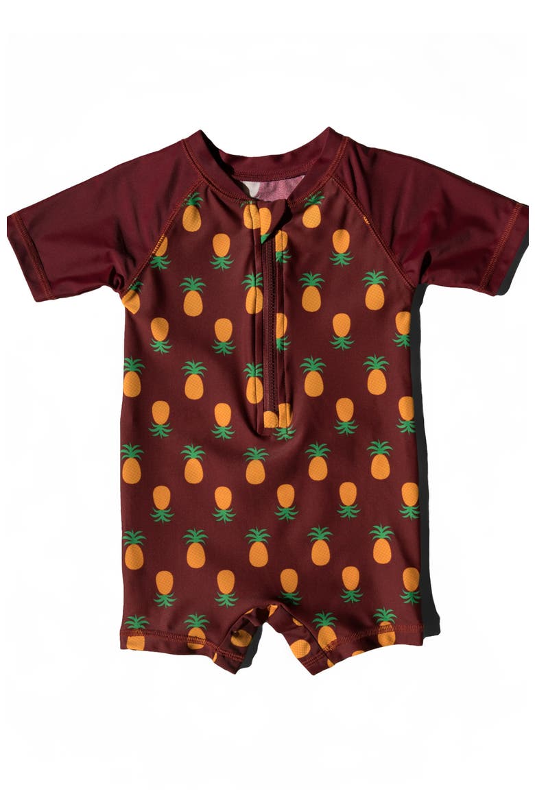Baby One-Piece Rashguard, UPF 50+ Sun Protection Swimwear, Alternate, color, Pineapple