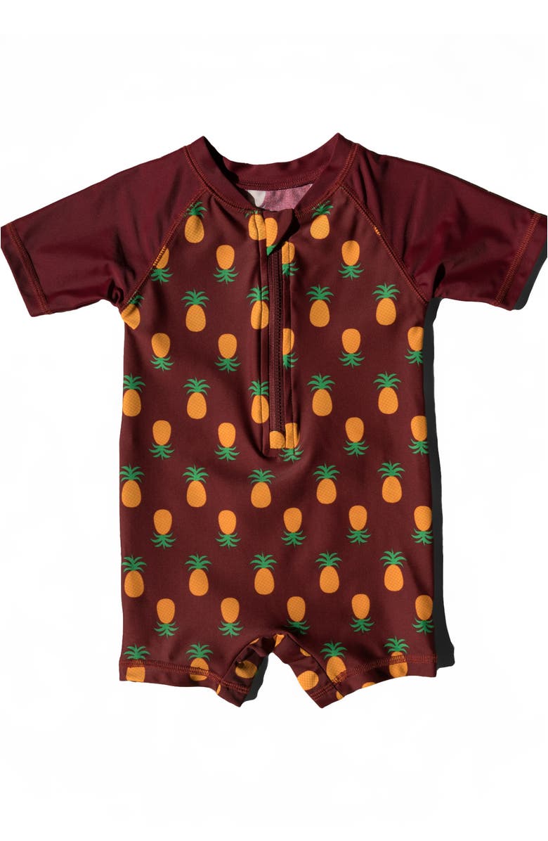 Leveret Baby One-Piece Rashguard, UPF 50+ Sun Protection Swimwear, Alternate, color, Pineapple