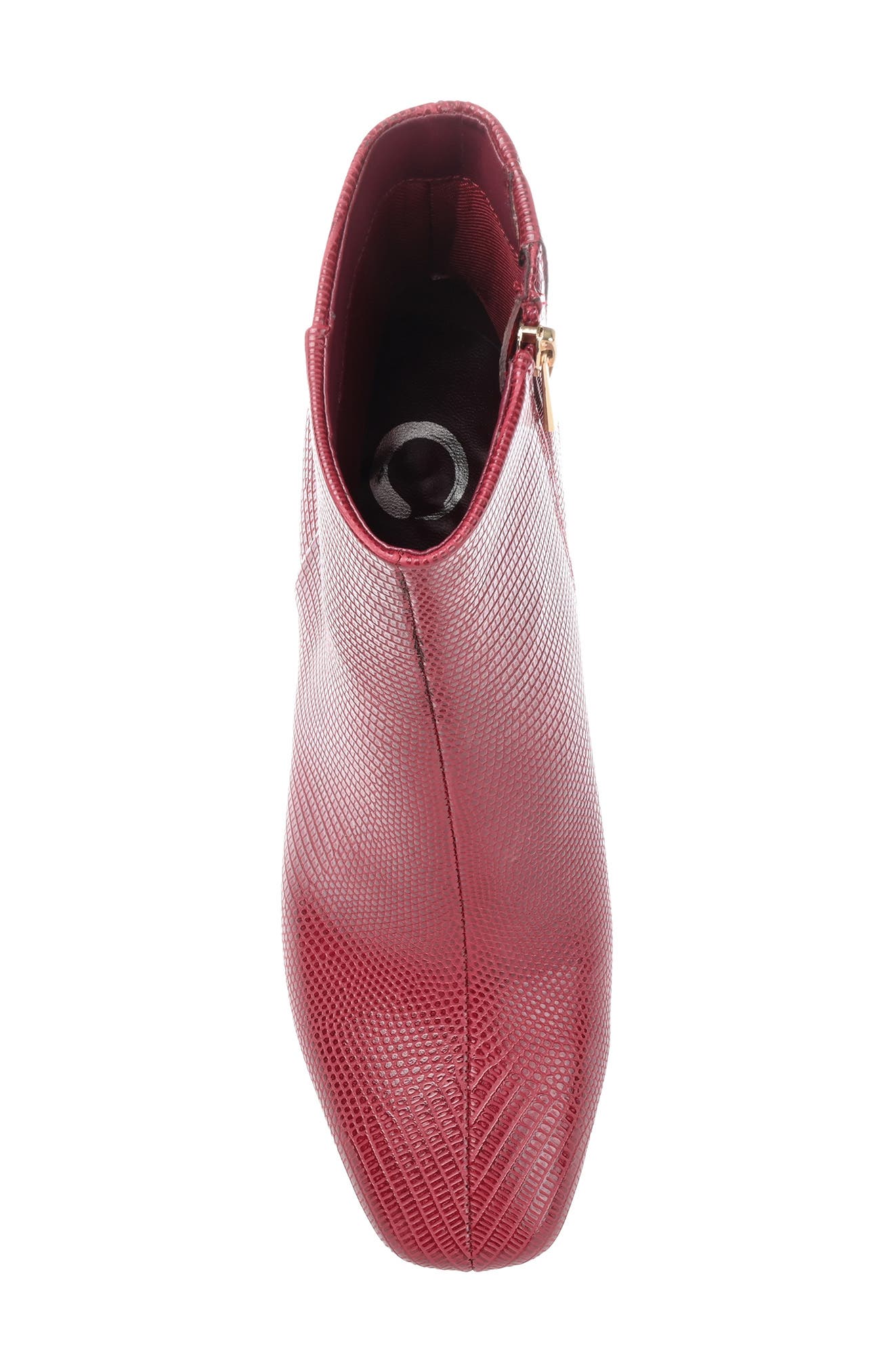 Sarla Lizard Embossed Block Heel Bootie, Alternate, color, WINE