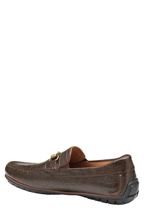 Johnston & Murphy Cort 2.0 Bit Loafer In Dark Brown Croc Embossed