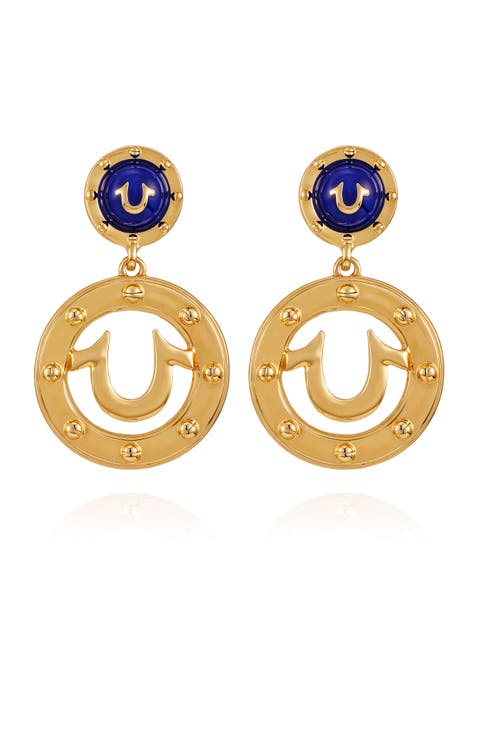 Studded horseshoe drop earring