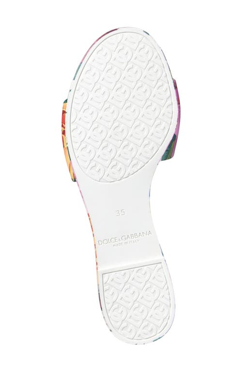 Dolce & Gabbana Dolce&gabbana Bianca Interlock Slide Sandal In Mix Fiori Cretonne