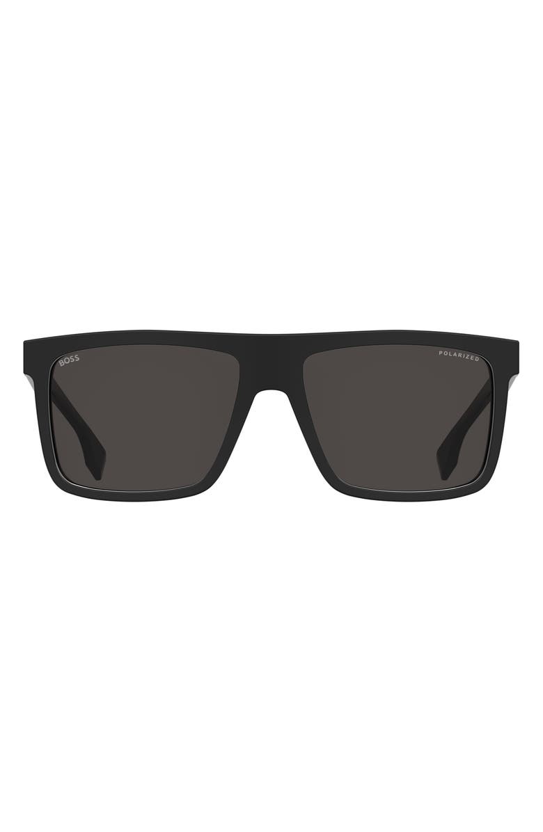 BOSS 59mm Polarized Square Sunglasses, Main, color, Black