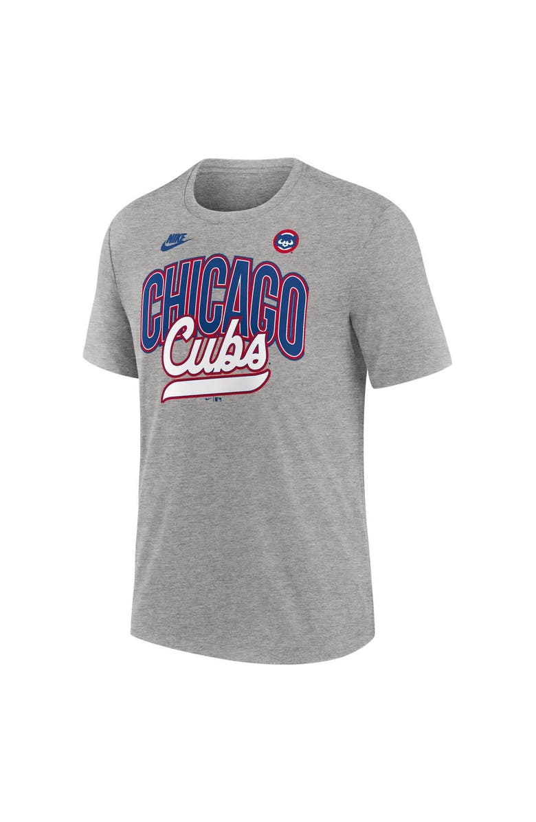 Nike Men's Nike Heather Gray Chicago Cubs Cooperstown Collection Retro Tri-Blend T-Shirt, Alternate, color, Heather Gray
