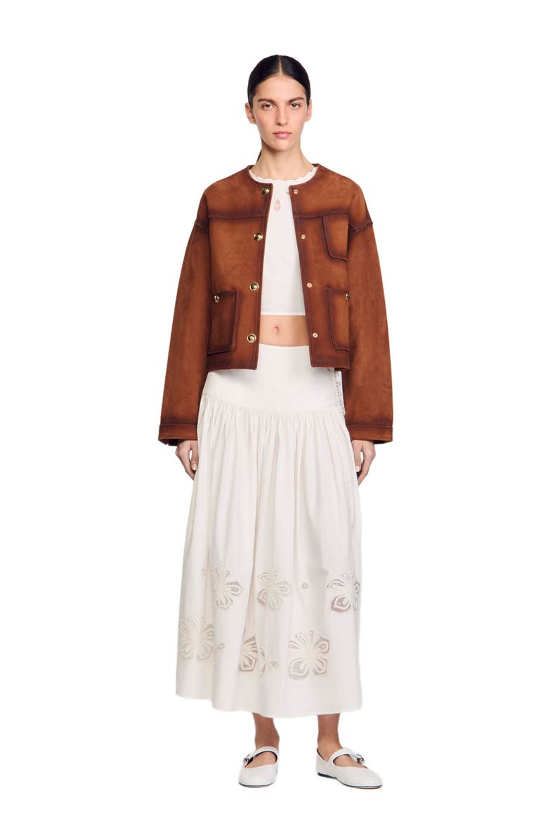 SANDRO Long poplin skirt, Alternate, color, 